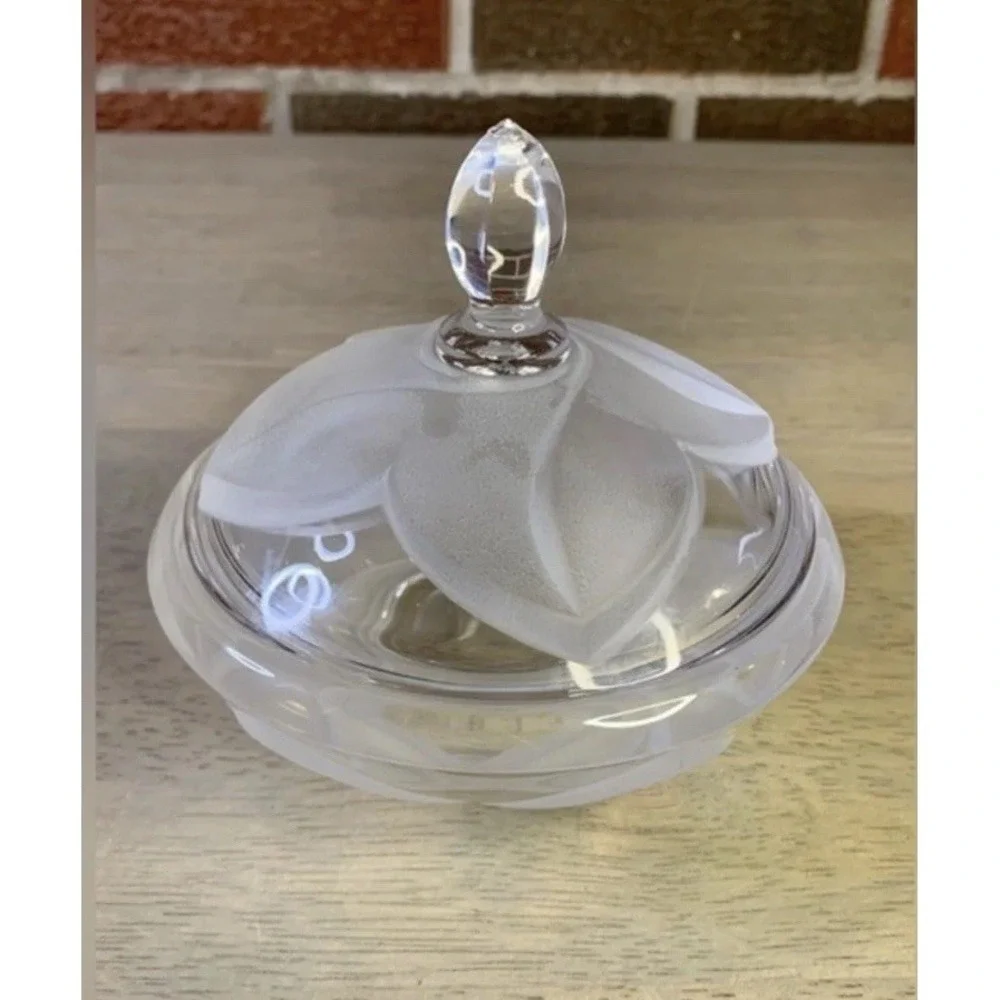 Vintage Cristal D'Arques *Clear & Frosted* Leaded Crystal Candy Dish With Lid